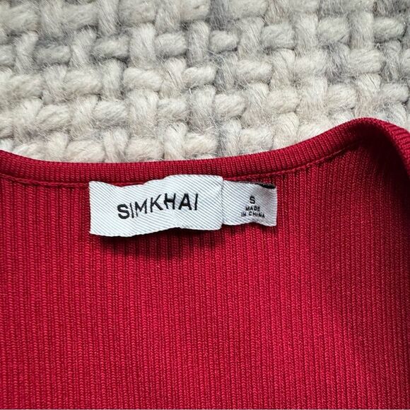 Simkhai Barbara Sweetheart Bodysuit in Carmine Small - Picture 5 of 8